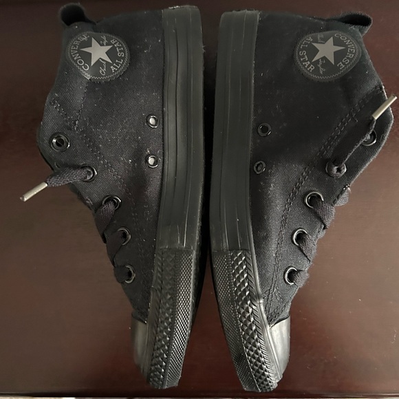 Converse size 4 street mid sneakers all black thick tongue low skater - Picture 6 of 9